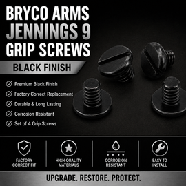 Bryco Arms Jennings 9 Grip Screws – Hardened Steel Black Finish (Set of 4)
