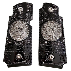 Kimber Micro Carry 380 ACP Metal Grips – Black & Silver (Ambi Cut, Includes Screws)