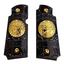 Kimber Micro Carry 380 ACP Metal Grips – Black & Gold (Ambi Cut, Includes Screws)