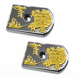 Magazine Floor Plate Base Pad – Polished Nickel with Gold Scroll Accent – Fits Beretta 92 / 96 Series – 2 Pack