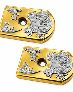 Magazine Floor Plate Base Pad – Gold Finish with Nickel Scroll Accent – Fits Beretta 92 / 96 Series – 2 Pack