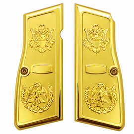 Eagles Browning Hi Power / Tisas Regent BR9 Metal Grips – Gold Finish (Includes Screws)