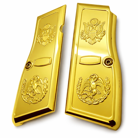 Eagles Browning Hi Power / Tisas Regent BR9 Metal Grips – Gold Finish (Includes Screws)