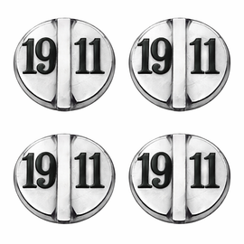 1911 Grip Screws – Chrome w/ Black Accents – Decorative “1911” Design – Hardened Steel – 4 Pack