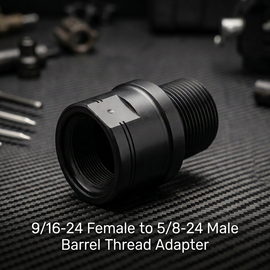 9/16-24 Female to 5/8-24 Male Barrel Thread Adapter – Durable Steel Construction