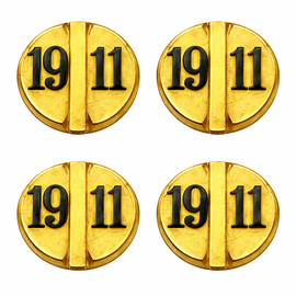 1911 Grip Screws – Gold w/ Black Accents – Decorative “1911” Design – Hardened Steel – 4 Pack