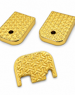 Custom Gold Metal Combo Set for Glock Gen 3 & Gen 4 – 2 Magazine Floor Plates + 1 Rear Slide Back Plate – Geometric Pattern