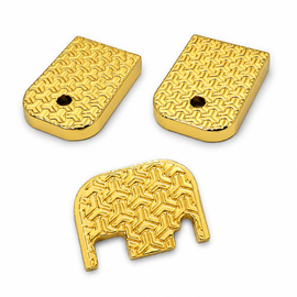Custom Gold Metal Combo Set for Glock Gen 3 & Gen 4 – 2 Magazine Floor Plates + 1 Rear Slide Back Plate – Geometric Pattern