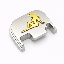 Nickel Gold Lady Glock Slide Back Plate – Metal Upgrade Gen 1-4