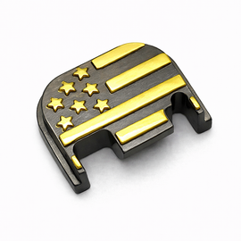 Black Gold US Flag Glock Slide Back Plate – Metal Upgrade Gen 1-4