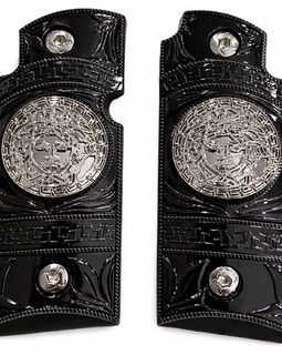 Kimber Micro Carry 380 ACP Metal Grips – Black & Silver (Ambi Cut, Includes Screws)