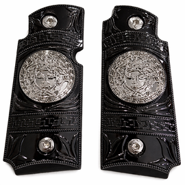 Kimber Micro Carry 380 ACP Metal Grips – Black & Silver (Ambi Cut, Includes Screws)