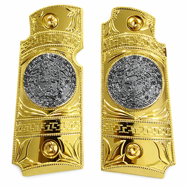 Kimber Micro Carry 380 ACP Metal Grips – Gold & Silver (Ambi Cut, Includes Screws)