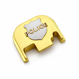 Glock Rear Cover Plate – Solid Steel – Police Shield Design  Compatible with Glock Gen 1–5