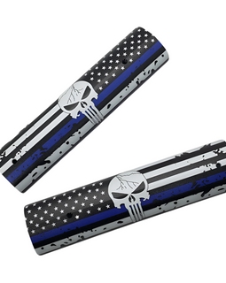 AR-15 / M4 Picatinny Rail Covers – Punisher Thin Blue Line Flag Design, Aluminum 6" Panels (Set of 2)