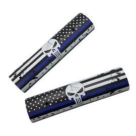 AR-15 / M4 Picatinny Rail Covers – Punisher Thin Blue Line Flag Design, Aluminum 6" Panels (Set of 2)