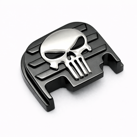 Black Nickel Skull Glock Slide Back Plate – Metal Upgrade Gen 1-4