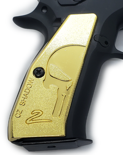 Gold-Plated Steel CZ Shadow 2 / CZ-75 / CZ-85 / SP-01 Full-Size Grips – Engraved Polished Finish