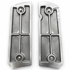 1911 Full Size Stainless Steel Grips – Silver Colt Medallion – Ambi Cut