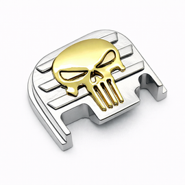 Nickel Gold Skull Glock Slide Back Plate – Metal Upgrade Gen 1-4