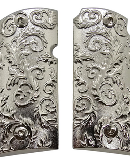 Kimber Micro 9mm Metal Scroll Design Grips – Polished Chrome (Includes 4 Matching Screws)