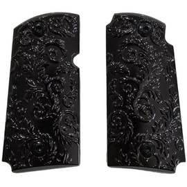 Kimber Micro 9mm Metal Scroll Design Grips – Gloss Black (Includes 4 Matching Screws)